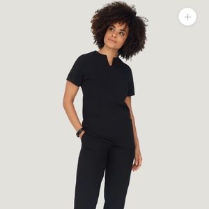 Mandala 5 Pocket Notch Neck Top Black
